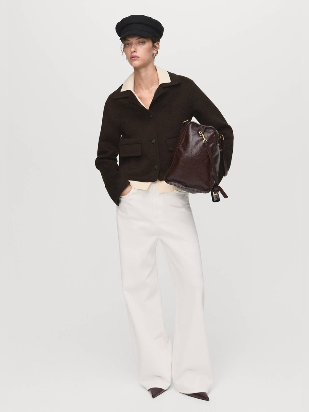 MANGO Wool Jacket With Buttons Coffee - Picture 2 of 7
